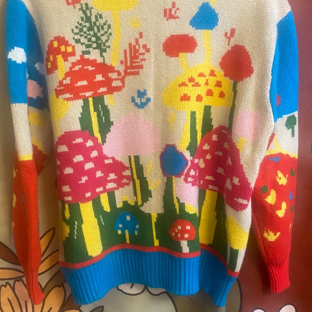 Knit Mushroom Button down sweater Cardigan - Picture 8 of 9